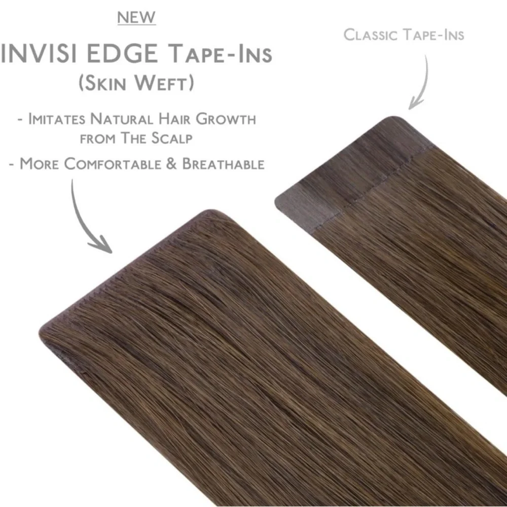 Wennalife Light Ash Brown Remy Human Hair 24 Inch Tape In Hair Extensions